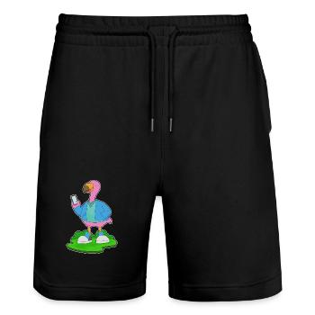 Flamingo Smartphone - Stanley/Stella Unisex Bio Joggingshorts Trainer  - Schwarz - Vorne - Nik (191cm) & Marisol (170cm)