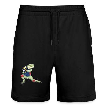 Frog Volleyball Player Volleyball - Stanley/Stella Trainer Unisex Organic Jogging Shorts - black - Front - Nik (191cm) & Marisol (170cm)