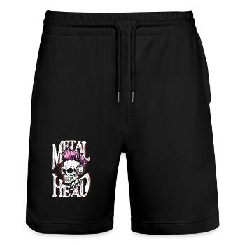 Metal head - Stanley/Stella Unisex Bio Joggingshorts Trainer  - Schwarz - Vorne - Nik (191cm) & Marisol (170cm)