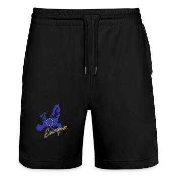 Drapeau de l’Europe, fierté européenne - Short de jogging bio TRAINER Stanley/Stella unisexe - noir - Devant - Nik (191cm) & Marisol (170cm)
