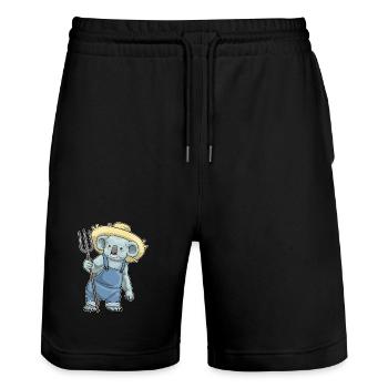 Koala Landwirt Mistgabel Bauernhof - Stanley/Stella Unisex Bio Joggingshorts Trainer  - Schwarz - Vorne - Nik (191cm) & Marisol (170cm)