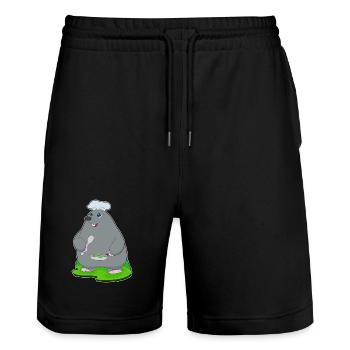Maulwurf Koch Pfanne Kochen - Stanley/Stella Unisex Bio Joggingshorts Trainer  - Schwarz - Vorne - Nik (191cm) & Marisol (170cm)