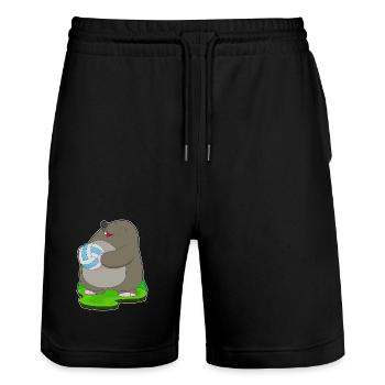 Mole Volleyball Player Volleyball - Stanley/Stella Trainer Unisex Organic Jogging Shorts - black - Front - Nik (191cm) & Marisol (170cm)