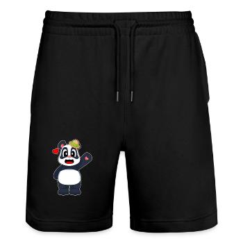 Chapeau Panda - Short de jogging bio TRAINER Stanley/Stella unisexe - noir - Devant - Nik (191cm) & Marisol (170cm)