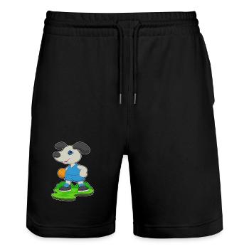 Hund Basketballspieler Basketball - Stanley/Stella Unisex Bio Joggingshorts Trainer  - Schwarz - Vorne - Nik (191cm) & Marisol (170cm)