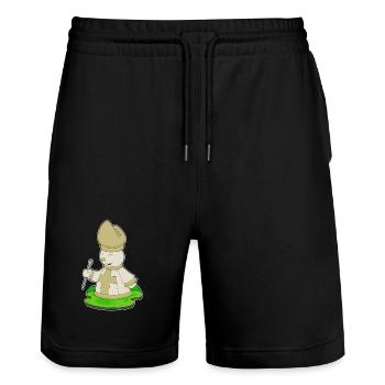 Chess Piece Bishop Chess - Stanley/Stella Trainer Unisex Organic Jogging Shorts - black - Front - Nik (191cm) & Marisol (170cm)