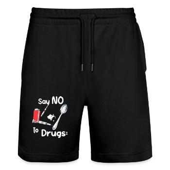 Dites NON à la drogue - Short de jogging bio TRAINER Stanley/Stella unisexe - noir - Devant - Nik (191cm) & Marisol (170cm)
