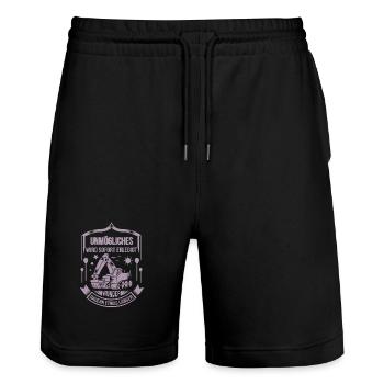 Baggerfahrer Unmögliches sofort erledigt - Stanley/Stella Unisex Bio Joggingshorts Trainer  - Schwarz - Vorne - Nik (191cm) & Marisol (170cm)