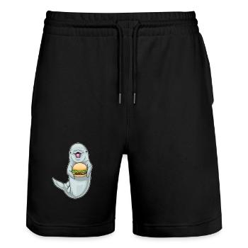 Dolphin Cheeseburger - Stanley/Stella Trainer Unisex Organic Jogging Shorts - black - Front - Nik (191cm) & Marisol (170cm)