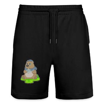 Pêche au poisson Bear Angler - Short de jogging bio TRAINER Stanley/Stella unisexe - noir - Devant - Nik (191cm) & Marisol (170cm)