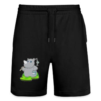 Pêche au poisson pêcheur rhinocéros - Short de jogging bio TRAINER Stanley/Stella unisexe - noir - Devant - Nik (191cm) & Marisol (170cm)