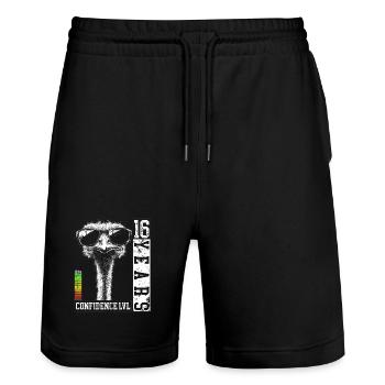 Bird Ostrich Sunglasses 16 Years Birthday - Stanley/Stella Trainer Unisex Organic Jogging Shorts - black - Front - Nik (191cm) & Marisol (170cm)