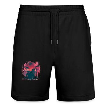 Vintage Schlagzeug Look - Stanley/Stella Unisex Bio Joggingshorts Trainer  - Schwarz - Vorne - Nik (191cm) & Marisol (170cm)