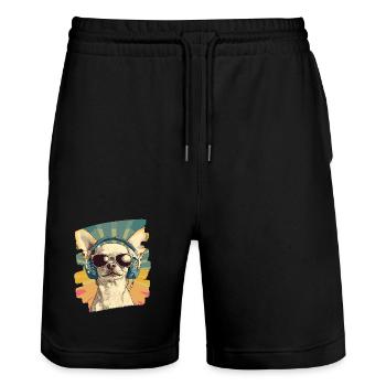 Chihuahua - Stanley/Stella Trainer Unisex Organic Jogging Shorts - black - Front - Nik (191cm) & Marisol (170cm)