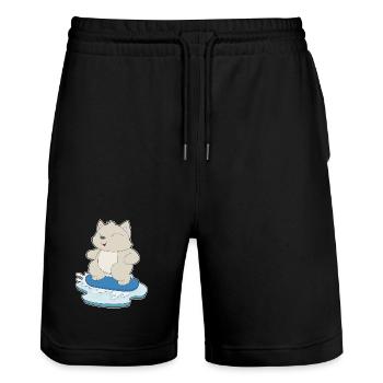 Katze Snowboarder Snowboard - Stanley/Stella Unisex Bio Joggingshorts Trainer  - Schwarz - Vorne - Nik (191cm) & Marisol (170cm)
