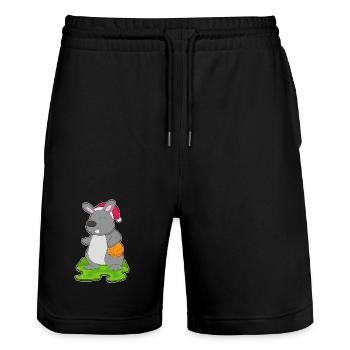 Basket-ball de Noël Bunny - Short de jogging bio TRAINER Stanley/Stella unisexe - noir - Devant - Nik (191cm) & Marisol (170cm)