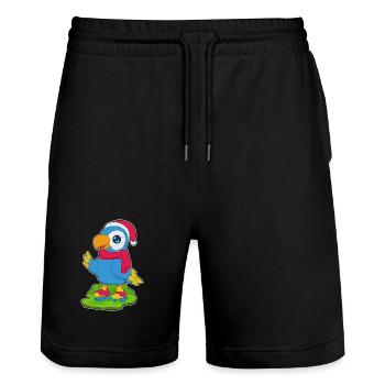Parrot Christmas Roller Skates - Stanley/Stella Trainer Unisex Organic Jogging Shorts - black - Front - Nik (191cm) & Marisol (170cm)