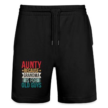 Aunty because grandpa Is for old guys funny - Stanley/Stella Trainer Unisex Organic Jogging Shorts - black - Front - Nik (191cm) & Marisol (170cm)