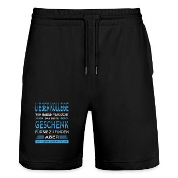 Kollege Abschied Geschenke Abschiedsgeschenk - Stanley/Stella Unisex Bio Joggingshorts Trainer  - Schwarz - Vorne - Nik (191cm) & Marisol (170cm)