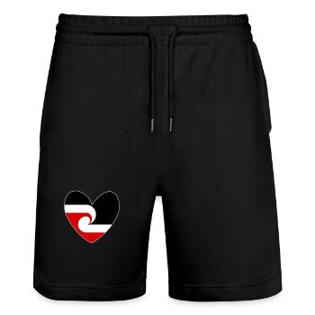 Maori Flagge Herz, Neuseeland - Stanley/Stella Unisex Bio Joggingshorts Trainer  - Schwarz - Vorne - Nik (191cm) & Marisol (170cm)