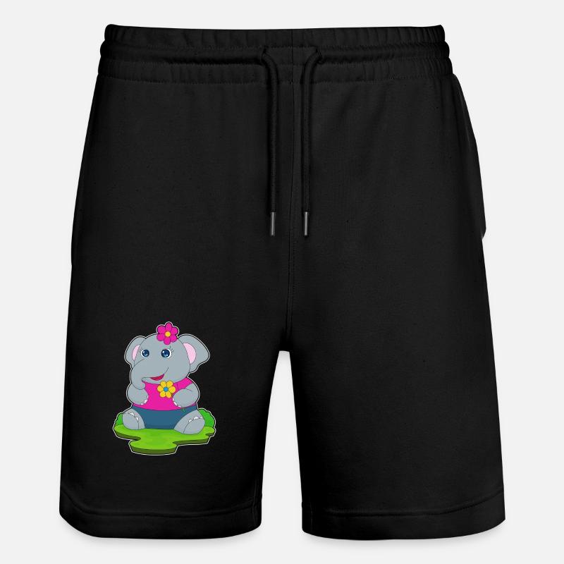 Elefant Blumen - Stanley/Stella Unisex Bio Joggingshorts Trainer  - Schwarz