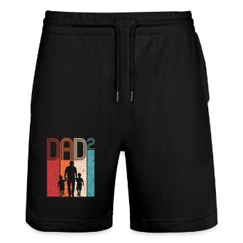 Dad Hoch 2 Vater Zwei Söhne Vatertag Geschenk - Stanley/Stella Unisex Bio Joggingshorts Trainer  - Schwarz - Vorne - Nik (191cm) & Marisol (170cm)