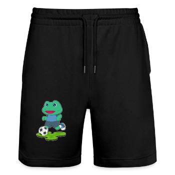 Frog Soccer Player Soccer - Stanley/Stella Trainer Unisex Organic Jogging Shorts - black - Front - Nik (191cm) & Marisol (170cm)