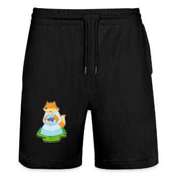 Renard Voile de mariée Mariage - Short de jogging bio TRAINER Stanley/Stella unisexe - noir - Devant - Nik (191cm) & Marisol (170cm)