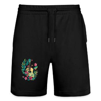Ukulele Comic Look - Stanley/Stella Unisex Bio Joggingshorts Trainer  - Schwarz - Vorne - Nik (191cm) & Marisol (170cm)