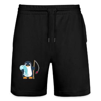 Pingouin Pêcheur Poisson Pêche - Short de jogging bio TRAINER Stanley/Stella unisexe - noir - Devant - Nik (191cm) & Marisol (170cm)