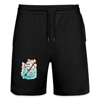Klarinette mit Blumen - Music floats my soul - Stanley/Stella Unisex Bio Joggingshorts Trainer  - Schwarz - Vorne - Nik (191cm) & Marisol (170cm)