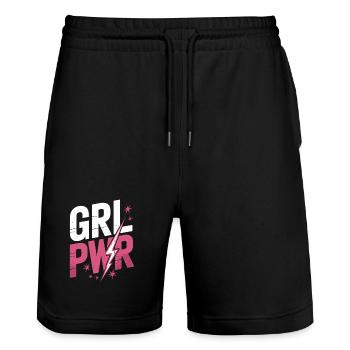 Femmes Pouvoir GRL PWR Fille Patriarcat Féminisme - Short de jogging bio TRAINER Stanley/Stella unisexe - noir - Devant - Nik (191cm) & Marisol (170cm)