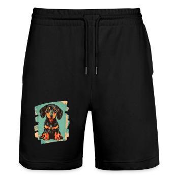 Teckel Dackel - Short de jogging bio TRAINER Stanley/Stella unisexe - noir - Devant - Nik (191cm) & Marisol (170cm)