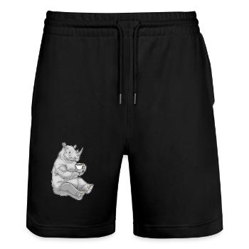 Rhino Coffee Mug - Stanley/Stella Trainer Unisex Organic Jogging Shorts - black - Front - Nik (191cm) & Marisol (170cm)
