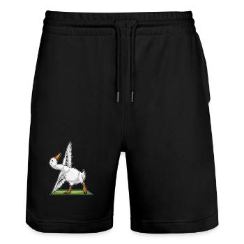Ente Yoga Fitness Gymnastik - Stanley/Stella Unisex Bio Joggingshorts Trainer  - Schwarz - Vorne - Nik (191cm) & Marisol (170cm)