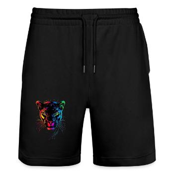 Panther Leopard Raubkatze Süße Großkatze Panter - Stanley/Stella Unisex Bio Joggingshorts Trainer  - Schwarz - Vorne - Nik (191cm) & Marisol (170cm)