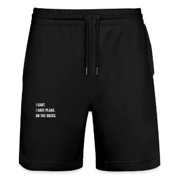 Funny saying rock climbing bouldering vintage logo - Stanley/Stella Trainer Unisex Organic Jogging Shorts - black - Front - Nik (191cm) & Marisol (170cm)