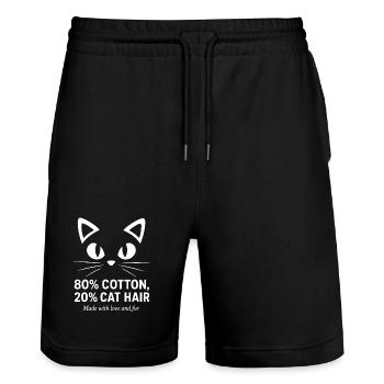 Cat hair included - Stanley/Stella Trainer Unisex Organic Jogging Shorts - black - Front - Nik (191cm) & Marisol (170cm)