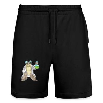 Frosch Wissenschaftler Reagenzglas Labor - Stanley/Stella Unisex Bio Joggingshorts Trainer  - Schwarz - Vorne - Nik (191cm) & Marisol (170cm)