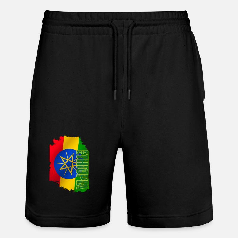Drapeau de l’Éthiopie vertical, J’aime l’Éthiopie - Short de jogging bio TRAINER Stanley/Stella unisexe - noir
