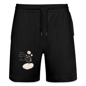Inspirational Floral Motif - Hope and Strength - Stanley/Stella Trainer Unisex Organic Jogging Shorts - black - Front - Nik (191cm) & Marisol (170cm)