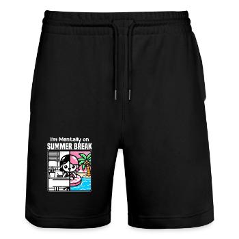 JE SUIS MENTALEMENT EN VACANCES D’ÉTÉ - CADEAU POUR L’ENSEIGNANT - Short de jogging bio TRAINER Stanley/Stella unisexe - noir - Devant - Nik (191cm) & Marisol (170cm)