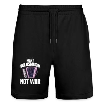 Akkordeon - Make Volksmusik not War - Stanley/Stella Unisex Bio Joggingshorts Trainer  - Schwarz - Vorne - Nik (191cm) & Marisol (170cm)