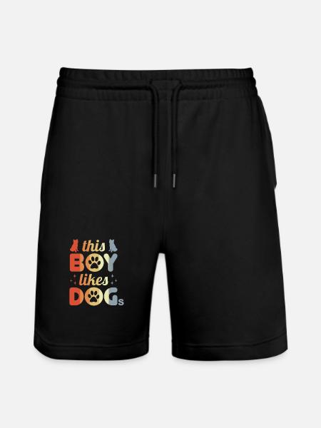 Junge der Hunde mag - Stanley/Stella Unisex Bio Joggingshorts Trainer - Schwarz
