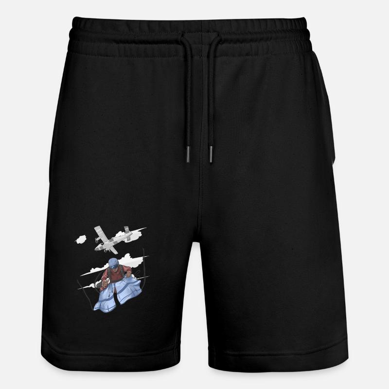 Luftschirmsprung Pilot Illustration - Stanley/Stella Unisex Bio Joggingshorts Trainer  - Schwarz