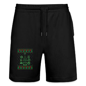 IT XMAS – Noël drôle de nerd - Short de jogging bio TRAINER Stanley/Stella unisexe - noir - Devant - Nik (191cm) & Marisol (170cm)