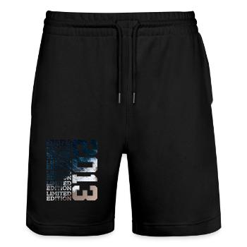 LIMITED EDITION 2013 13 JAHRE 13. GEBURTSTAG - Stanley/Stella Unisex Bio Joggingshorts Trainer  - Schwarz - Vorne - Nik (191cm) & Marisol (170cm)