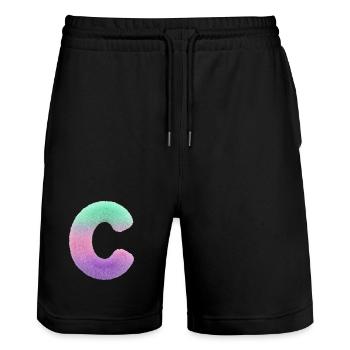 Letter C in fur look and colour gradient - Stanley/Stella Trainer Unisex Organic Jogging Shorts - black - Front - Nik (191cm) & Marisol (170cm)