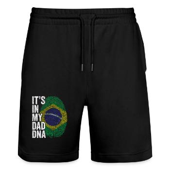 Brasilien Flagge Brasilianischer Papa Fußabdruck - Stanley/Stella Unisex Bio Joggingshorts Trainer  - Schwarz - Vorne - Nik (191cm) & Marisol (170cm)