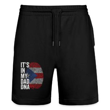 Puerto Rico Flag Puerto Rican Dad Footprint - Stanley/Stella Trainer Unisex Organic Jogging Shorts - black - Front - Nik (191cm) & Marisol (170cm)